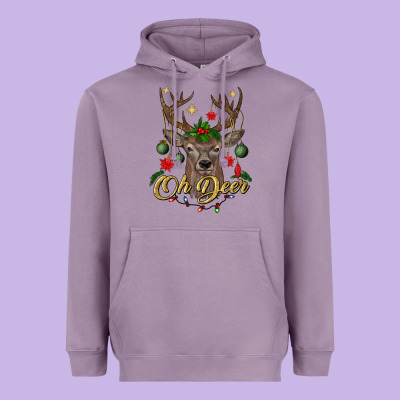 Oh Deer Christmas Heavyweight Hoodie Designed By Bundleandbundleshop
