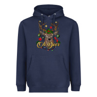 Navy oh deer Christmas Heavyweight Hoodie - BundleAndBundleShop