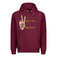 Burgundy more tattoos less anxiety Premium Hoodie - MaliasSmallBusiness