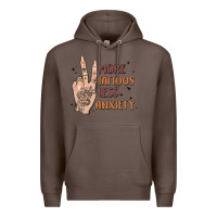 Coffee more tattoos less anxiety Premium Hoodie - MaliasSmallBusiness