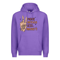 Purple more tattoos less anxiety Premium Hoodie - MaliasSmallBusiness