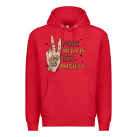 Red more tattoos less anxiety Premium Hoodie - MaliasSmallBusiness