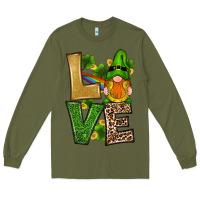 Army Green st patricks day gnomes shamrock love Long Sleeve Tee - RanaPortraitStore