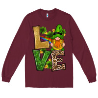Burgundy st patricks day gnomes shamrock love Long Sleeve Tee - RanaPortraitStore