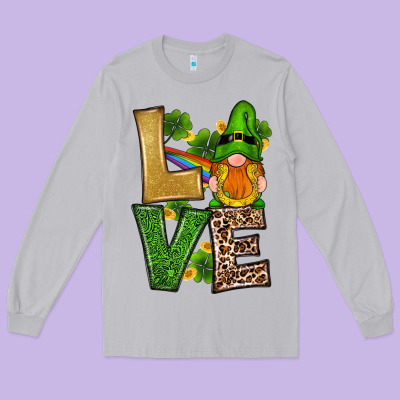 St Patricks Day Gnomes Shamrock Love Long Sleeve Tee Designed By Ranaportraitstore