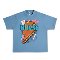 Pebble Blue nurse lightning bolt Urban Heavy Tee - MaliasSmallBusiness
