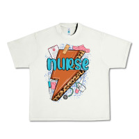 Pistachio nurse lightning bolt Urban Heavy Tee - MaliasSmallBusiness