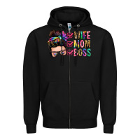 Black wife mom boss messy bun Zipper Hoodie - Zillion Design Studio