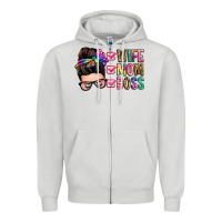 Dove Grey wife mom boss messy bun Zipper Hoodie - Zillion Design Studio