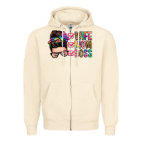 Sandshell wife mom boss messy bun Zipper Hoodie - Zillion Design Studio