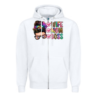 White wife mom boss messy bun Zipper Hoodie - Zillion Design Studio
