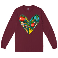 Burgundy teacher  heart Long Sleeve Tee - texasbilliewilder