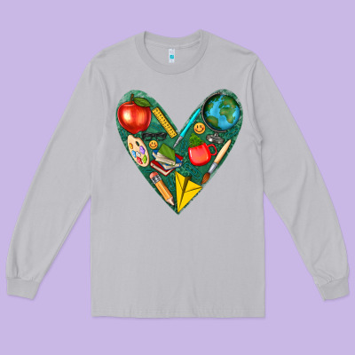 Teacher  Heart Long Sleeve Tee Designed By Texasbilliewilder