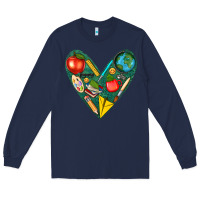 Navy teacher  heart Long Sleeve Tee - texasbilliewilder