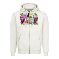 Oatmeal Heather boss babe coffee cups Zipper Hoodie - Zillion Design Studio