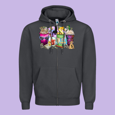 Boss Babe Coffee Cups Zipper Hoodie Designed By Zillion Design Studio