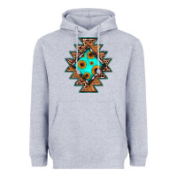 Heather Grey aztec leopard turquoise sunflower Heavyweight Hoodie - JahusDesignShop