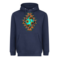 Navy aztec leopard turquoise sunflower Heavyweight Hoodie - JahusDesignShop