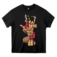 Black merry christmas skeleton hand Heavy Core Tee - CowhideDigitalArt