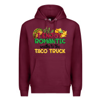 Burgundy i enjoy romantic walks to the taco truck Premium Hoodie - MaliasSmallBusiness