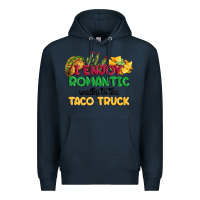 Navy i enjoy romantic walks to the taco truck Premium Hoodie - MaliasSmallBusiness