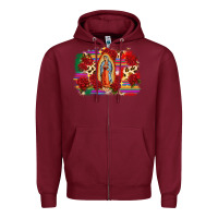 Burgundy Our Lady of Guadalupe Zipper Hoodie - CTS Tumbler Store
