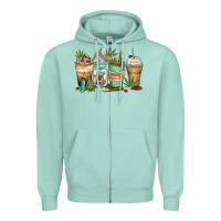 Seafoam highly caffeinated coffee cups Zipper Hoodie - Zillion Design Studio