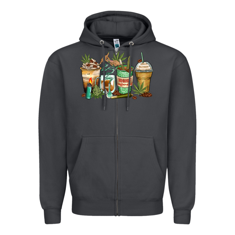 Highly Caffeinated Coffee Cups Zipper Hoodie by Zillion Design Studio | Teevron