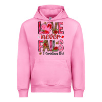 Fuchsia Pink love never fails i corintians 13 8 Urban Hoodie - NancyCooperArtShop