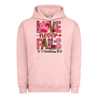 Pigment Salmon love never fails i corintians 13 8 Urban Hoodie - NancyCooperArtShop