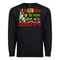 Black beginning to look like a christmas with gin and gifts Premium Sweatshirt - AdoDesignShop