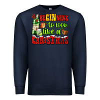 Navy beginning to look like a christmas with gin and gifts Premium Sweatshirt - AdoDesignShop