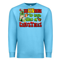 Ocean Blue beginning to look like a christmas with gin and gifts Premium Sweatshirt - AdoDesignShop