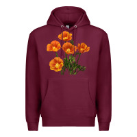 Burgundy California Poppy Flower Premium Hoodie - RanaPortraitStore