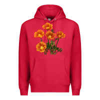 Cardinal California Poppy Flower Premium Hoodie - RanaPortraitStore