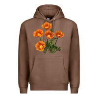 Chestnut California Poppy Flower Premium Hoodie - RanaPortraitStore