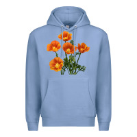 Colony Blue California Poppy Flower Premium Hoodie - RanaPortraitStore