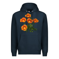 Navy California Poppy Flower Premium Hoodie - RanaPortraitStore