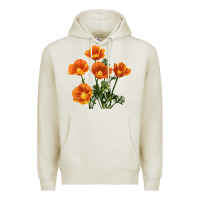 Oatmeal Heather California Poppy Flower Premium Hoodie - RanaPortraitStore