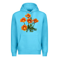 Ocean Blue California Poppy Flower Premium Hoodie - RanaPortraitStore