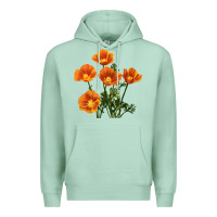 Seafoam California Poppy Flower Premium Hoodie - RanaPortraitStore