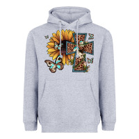 Heather Grey leopard cross sunflower butterfly Heavyweight Hoodie - JahusDesignShop