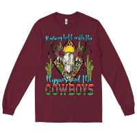 Burgundy raising hell with the hippies and the cowboys Long Sleeve Tee - Zillion Design Studio