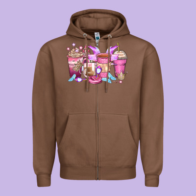 Princess Coffee Cups Zipper Hoodie Designed By Zillion Design Studio