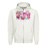 Oatmeal Heather princess coffee cups Zipper Hoodie - Zillion Design Studio