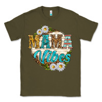 Army Green mama vibes with daisies Classic Tee - texasbilliewilder