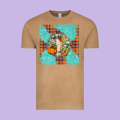 Fall Bull Skull Vintage Tee Designed By Barkaloodesign