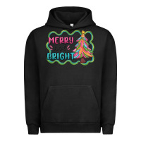 Pigment Black merry and bright christmas tree Urban Hoodie - MaliasSmallBusiness