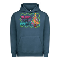 Pigment Midnight Navy merry and bright christmas tree Urban Hoodie - MaliasSmallBusiness