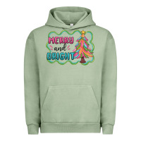 Pigment Oil Green merry and bright christmas tree Urban Hoodie - MaliasSmallBusiness